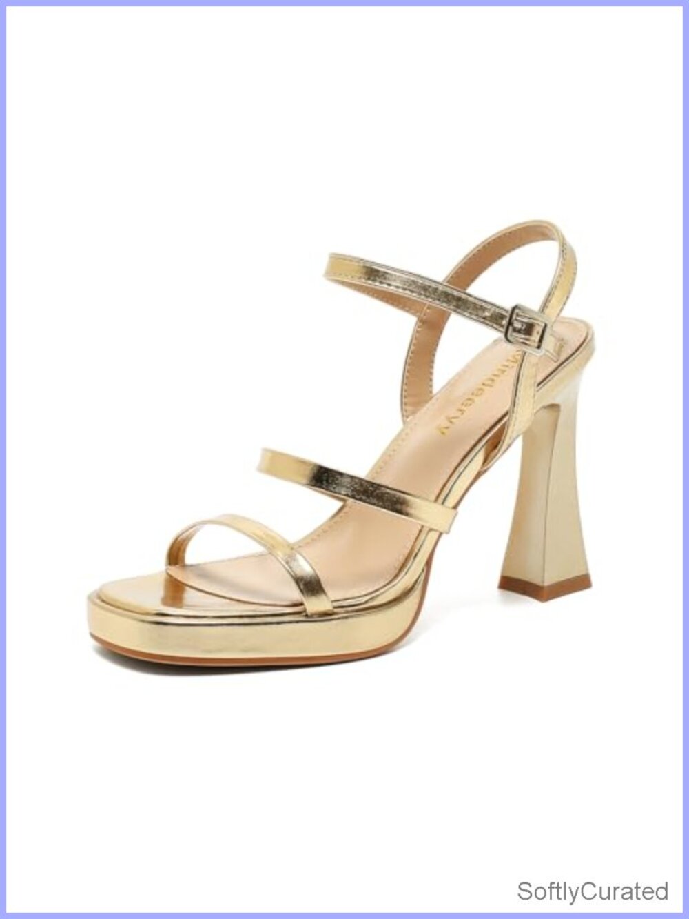 Women Chunky Platform Heeled Sandals Faux Leather Open Toe Ankle Strap